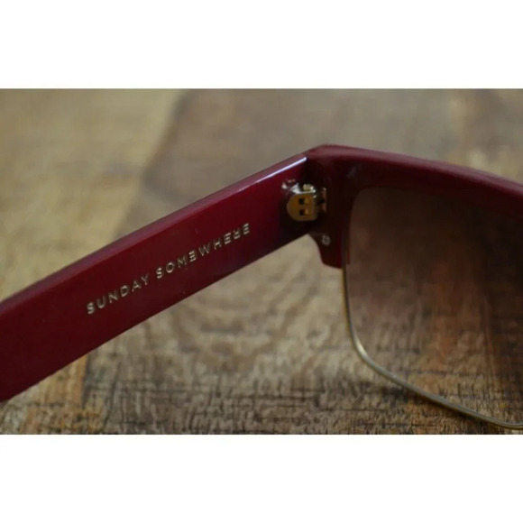 Sunday Somewhere Little God Sunglasses 033-BUR Unisex Burgundy Gold Trum - Picture 8 of 12